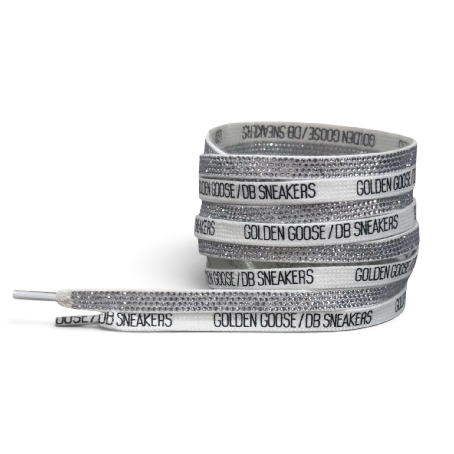 GOLDEN GOOSE COTTON LACES WITH SILVER SWAROVSKI CRYSTALS