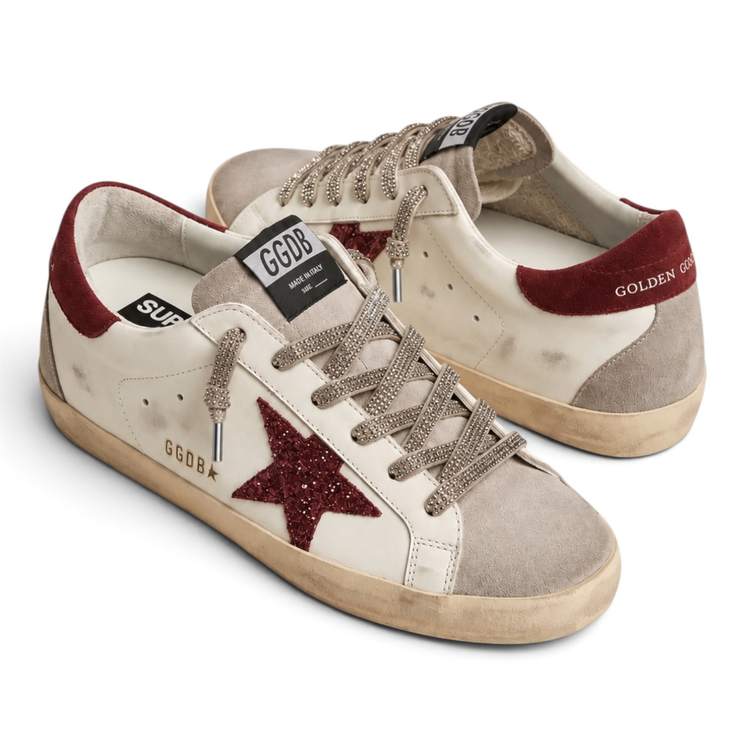 GOLDEN GOOSE COTTON LACES WITH GOLD SWAROVSKI CRYSTALS