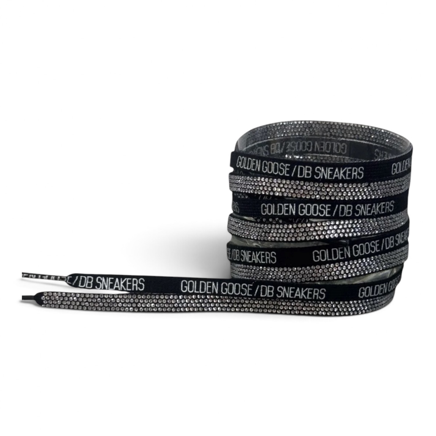 GOLDEN GOOSE COTTON LACES WITH SILVER / BLACK SWAROVSKI CRYSTALS
