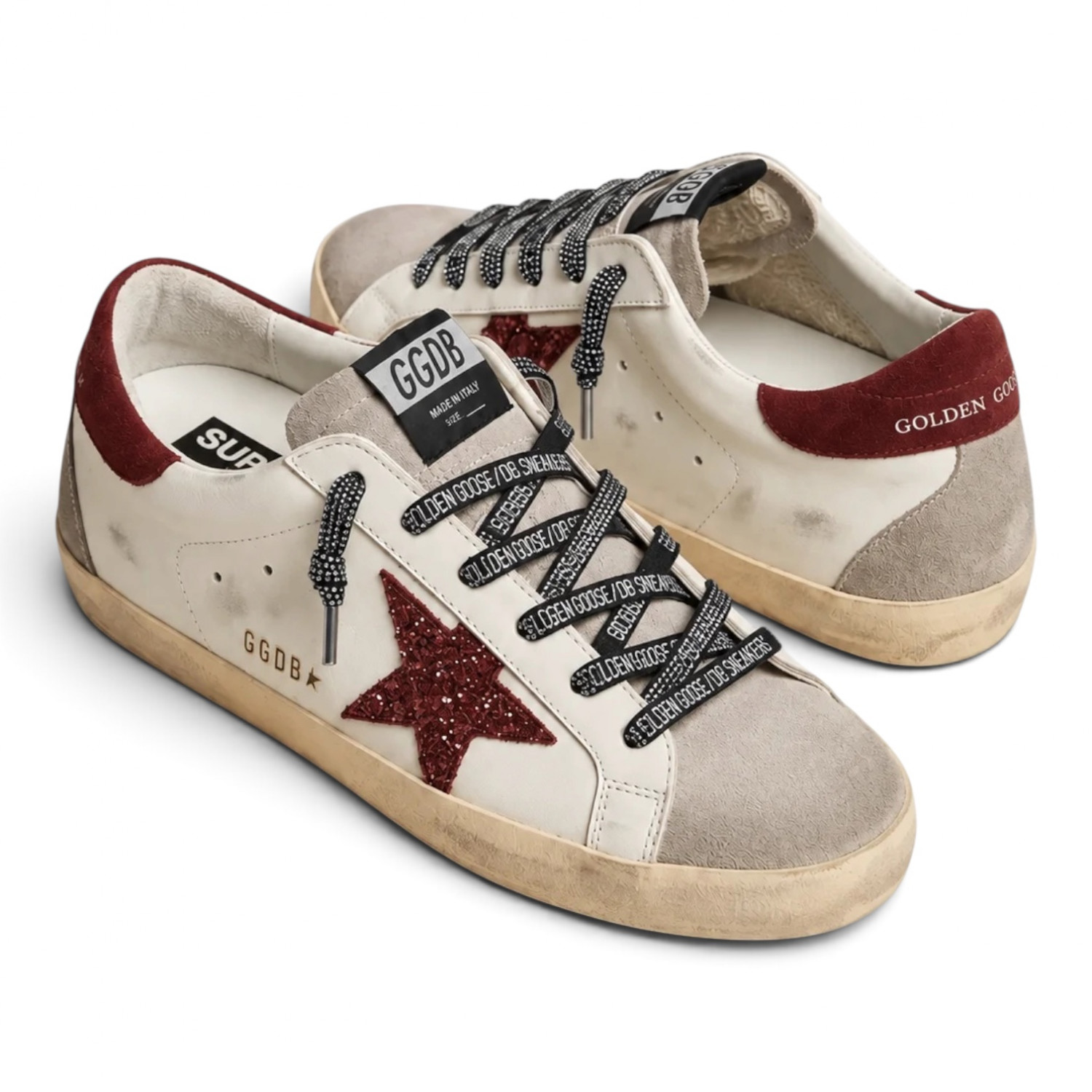 GOLDEN GOOSE COTTON LACES WITH SILVER / BLACK SWAROVSKI CRYSTALS