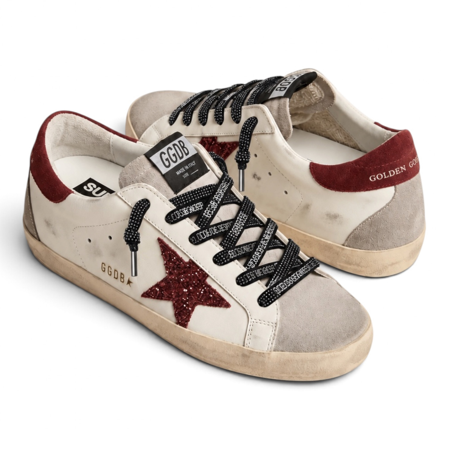 GOLDEN GOOSE COTTON LACES WITH BLACK SWAROVSKI CRYSTALS