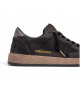 GOLDEN GOOSE MEN’S BALL STAR IN DARK GRAY SUEDE WITH BLACK LEATHER STAR