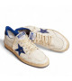 GOLDEN GOOSE BALL STAR IN WHITE NAPPA WITH BLUE STAR AND HEEL TAB