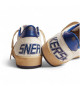 GOLDEN GOOSE BALL STAR IN WHITE NAPPA WITH BLUE STAR AND HEEL TAB
