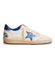 GOLDEN GOOSE BALL STAR IN WHITE NAPPA WITH BLUE STAR AND HEEL TAB