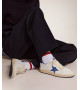 GOLDEN GOOSE BALL STAR IN WHITE NAPPA WITH BLUE STAR AND HEEL TAB