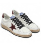 GOLDEN GOOSE BALL STAR SNEAKERS WITH BURGUNDY GLITTER STAR