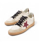 GOLDEN GOOSE BALL STAR SNEAKERS IN NAPPA WITH RED STAR AND LEOPARD HEEL TAB