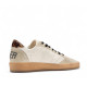 GOLDEN GOOSE BALL STAR SNEAKERS IN NAPPA WITH RED STAR AND LEOPARD HEEL TAB