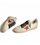 GOLDEN GOOSE BALL STAR SNEAKERS IN NAPPA WITH RED STAR AND LEOPARD HEEL TAB