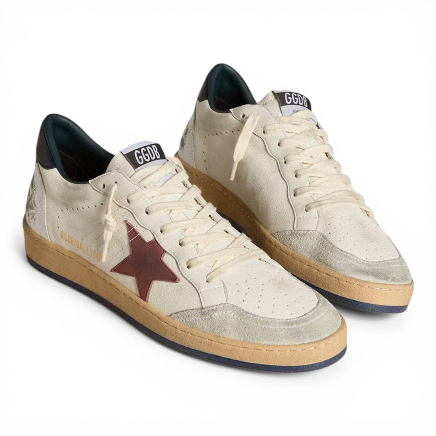 GOLDEN GOOSE BALL STAR IN NAPPA WITH BROWN NUBUCK STAR AND NAVY BLUE HEEL TAB