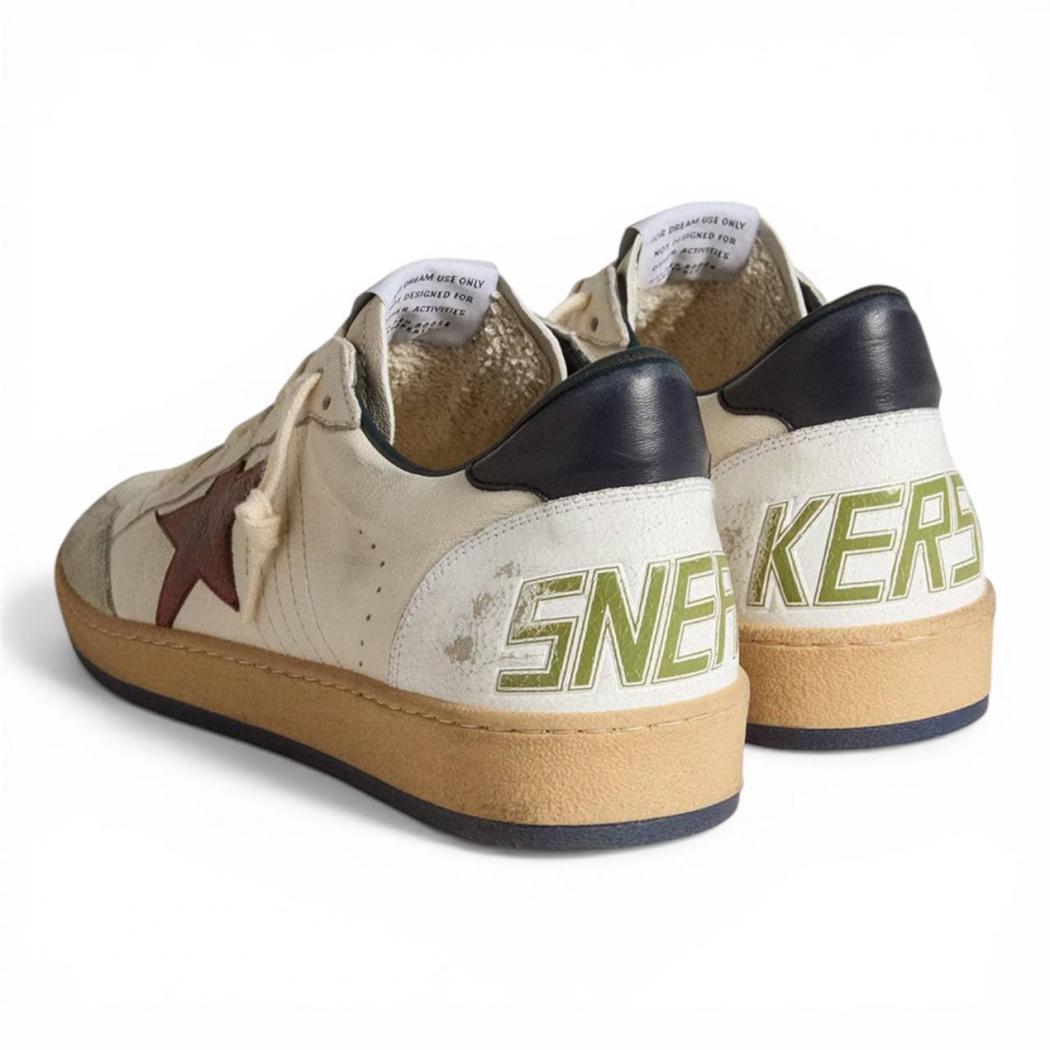 GOLDEN GOOSE BALL STAR IN NAPPA WITH BROWN NUBUCK STAR AND NAVY BLUE HEEL TAB