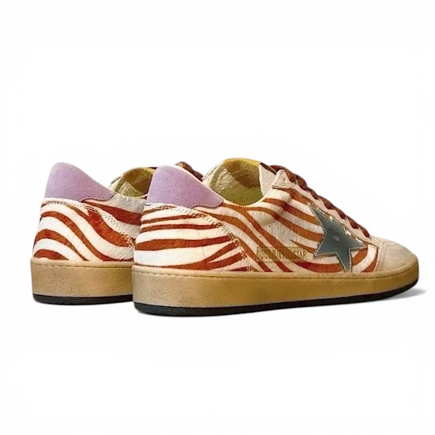 GOLDEN GOOSE BALL STAR IN ZEBRA PONY WITH METALLIC LEATHER STAR