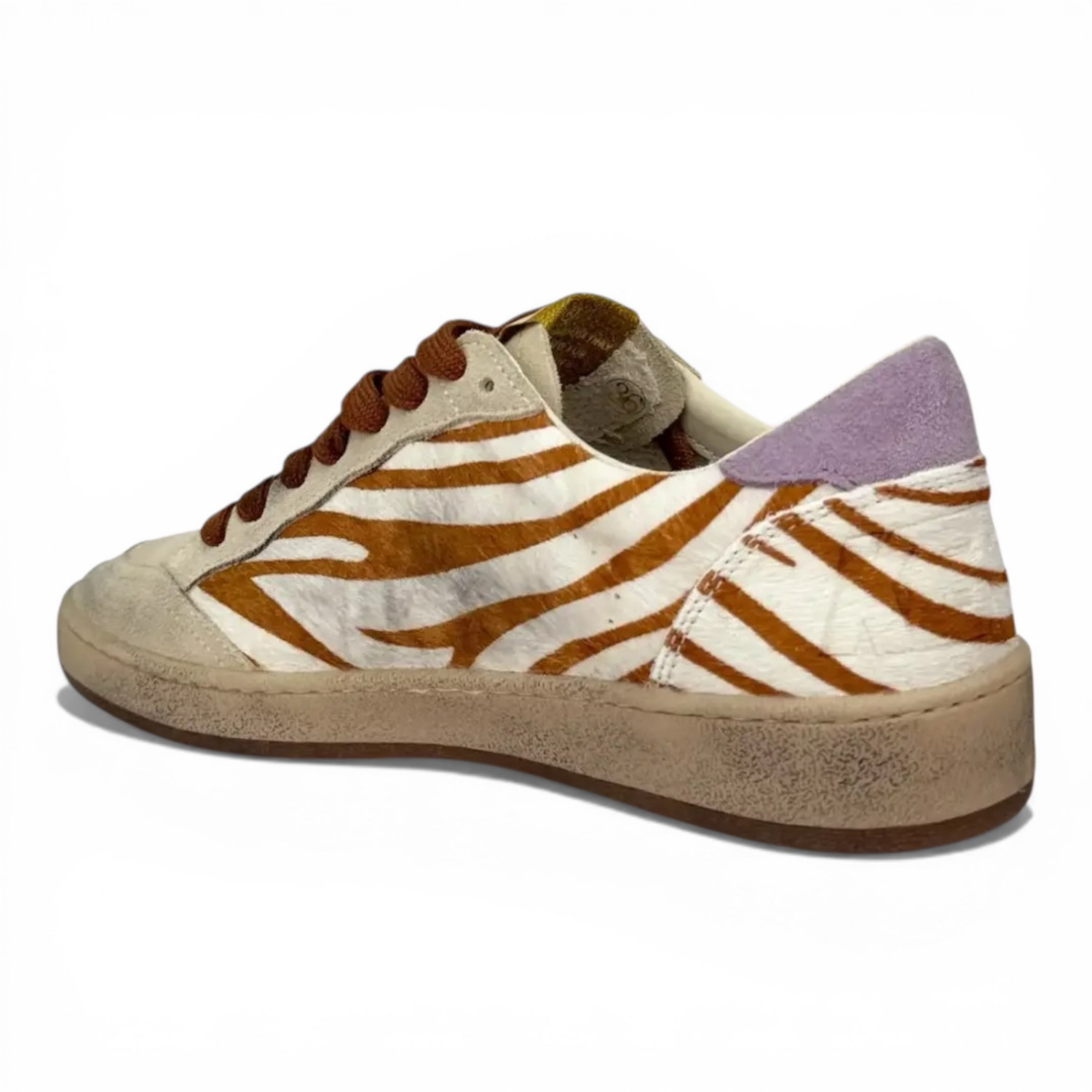 GOLDEN GOOSE BALL STAR IN ZEBRA PONY WITH METALLIC LEATHER STAR