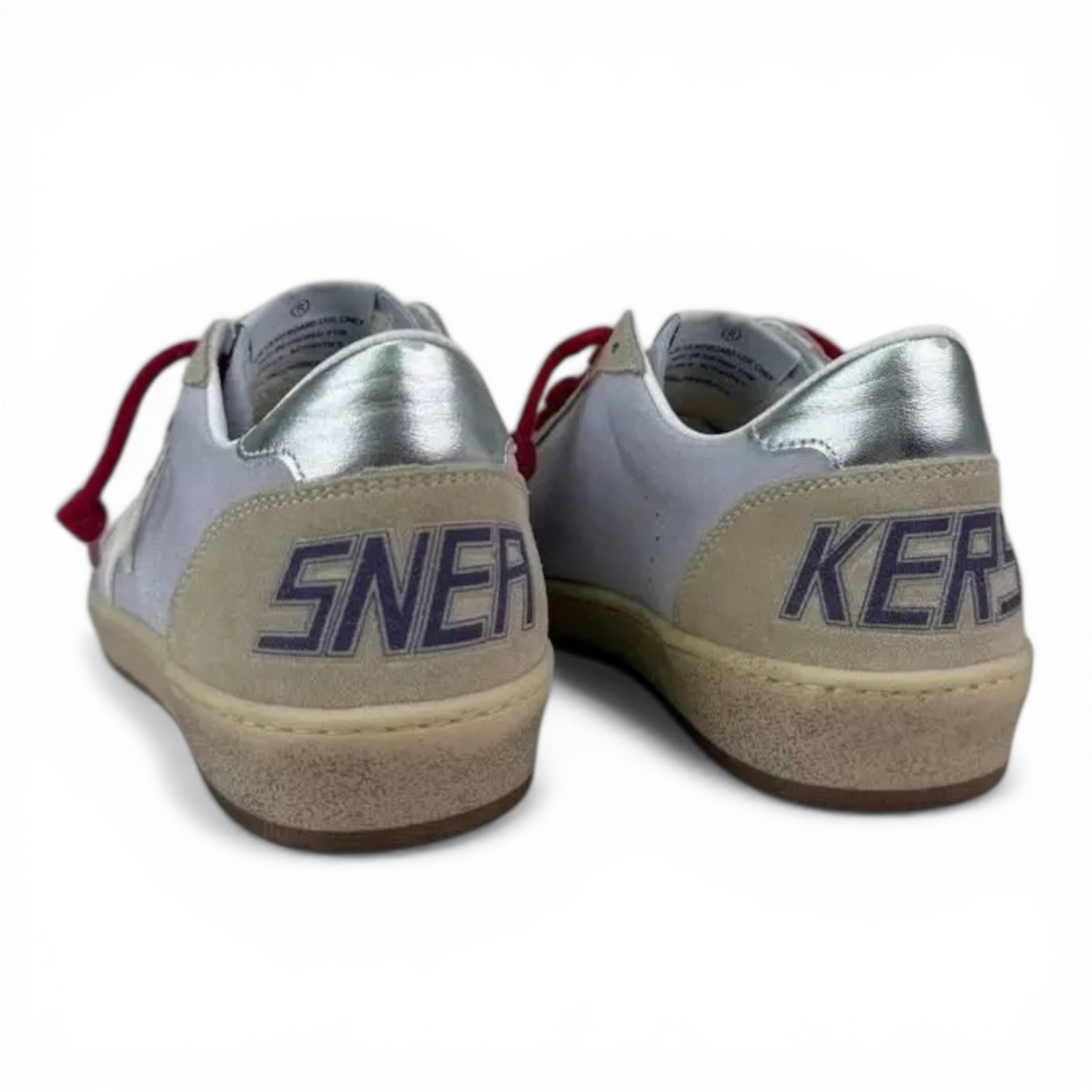 GOLDEN GOOSE BALL STAR IN LILAC SUEDE WITH WHITE LEATHER STAR AND SILVER HEEL TAB