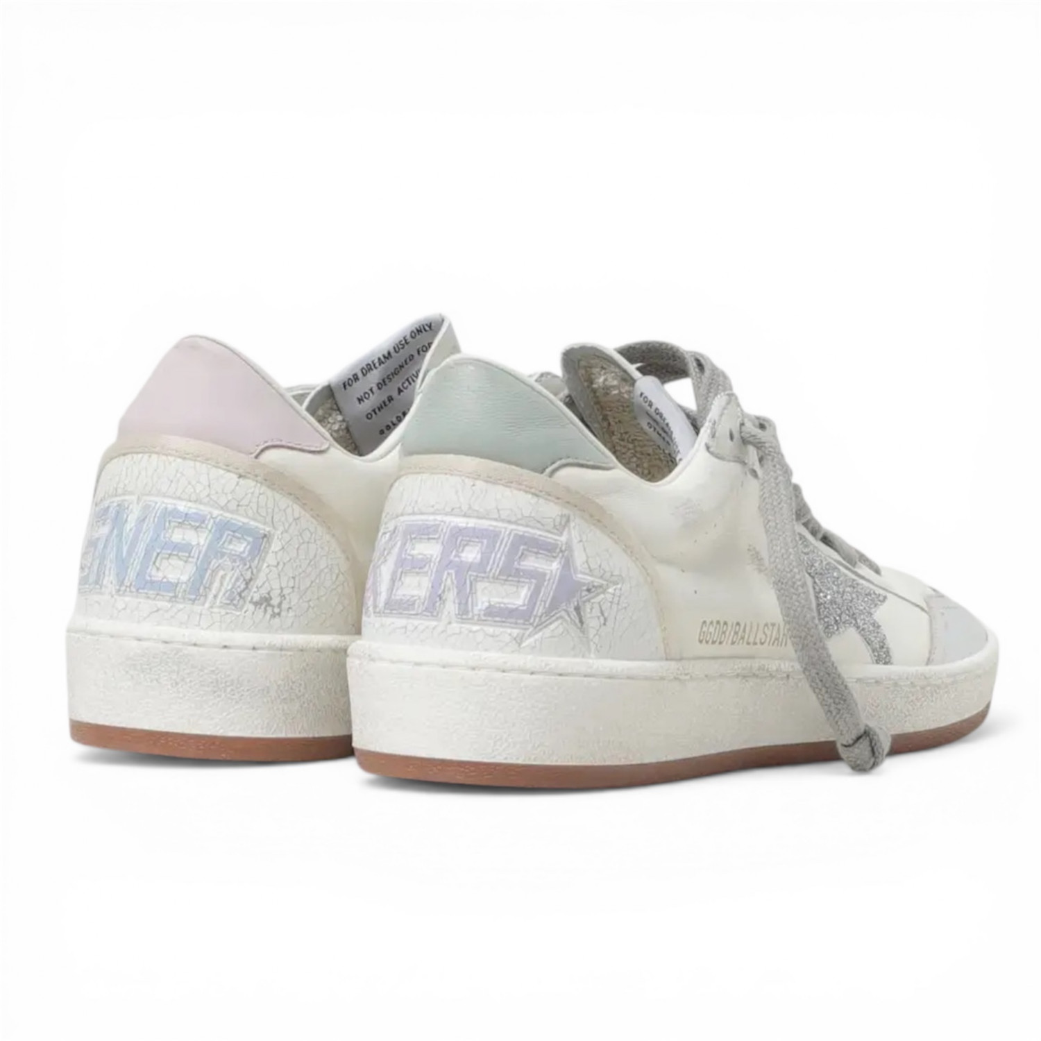 GOLDEN GOOSE BALL STAR IN NAPPA WITH SILVER GLITTER STAR AND HEEL TAB