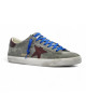 GOLDEN GOOSE MEN’S SUPER STAR IN GRAY SUEDE WITH BURGUNDY LEATHER STAR