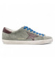 GOLDEN GOOSE MEN’S SUPER STAR IN GRAY SUEDE WITH BURGUNDY LEATHER STAR