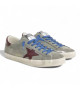 GOLDEN GOOSE MEN’S SUPER STAR IN GRAY SUEDE WITH BURGUNDY LEATHER STAR