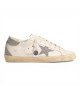GOLDEN GOOSE SUPER STAR WITH SILVER SWAROVSKI CRYSTAL STAR AND HEEL TAB