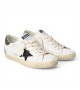 GOLDEN GOOSE SUPER STAR CROCO-PRINT STAR AND SILVER GLITTER HEEL TAB