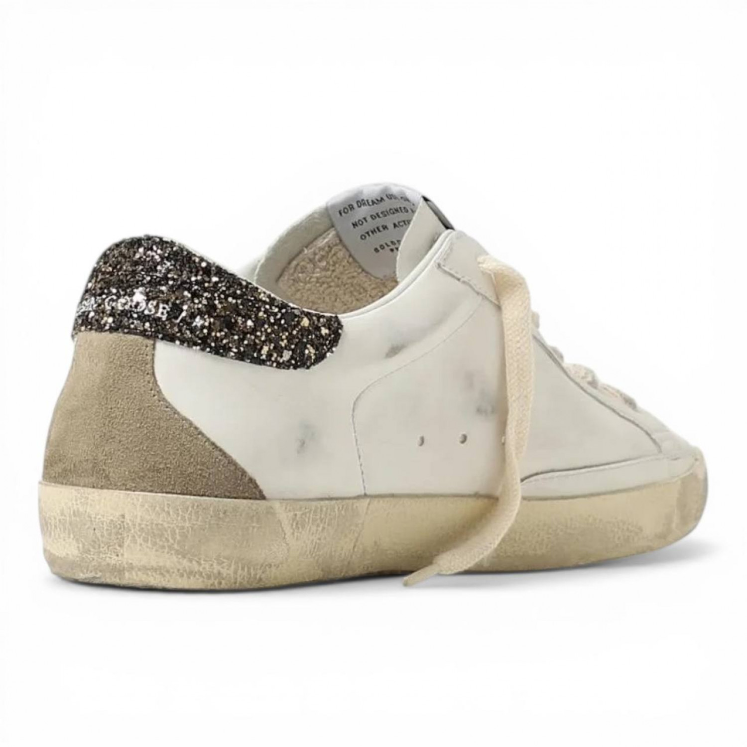 GOLDEN GOOSE SUPER STAR CROCO-PRINT STAR AND SILVER GLITTER HEEL TAB