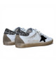 GOLDEN GOOSE SUPER STAR CROCO-PRINT STAR AND SILVER GLITTER HEEL TAB