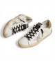 GOLDEN GOOSE SUPER STAR DONNA BIANCHE IN PELLE CON TALLONCINO GLITTER
