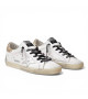 GOLDEN GOOSE SUPER STAR DONNA BIANCHE IN PELLE CON TALLONCINO GLITTER