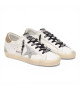 GOLDEN GOOSE SUPER STAR DONNA BIANCHE IN PELLE CON TALLONCINO GLITTER