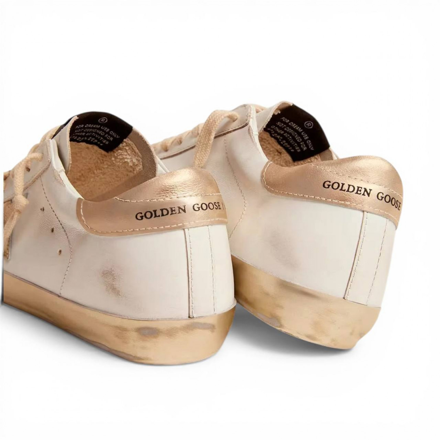 GOLDEN GOOSE SUPER STAR WITH GOLD SPARKLE FOXING AND METAL STUD LETTERING COD