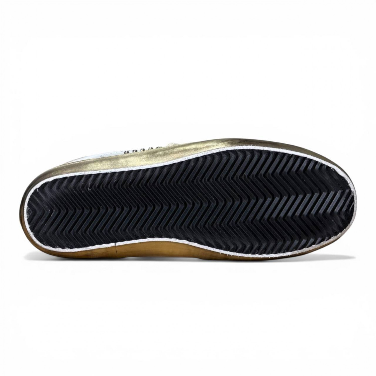 GOLDEN GOOSE SUPER STAR WITH GOLD SPARKLE FOXING AND METAL STUD LETTERING COD