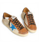 GOLDEN GOOSE SUPER STAR LTD WITH LIGHT BLUE STAR AND CROCODILE PRINT HEEL TAB