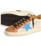 GOLDEN GOOSE SUPER STAR LTD WITH LIGHT BLUE STAR AND CROCODILE PRINT HEEL TAB