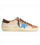 GOLDEN GOOSE SUPER STAR LTD WITH LIGHT BLUE STAR AND CROCODILE PRINT HEEL TAB