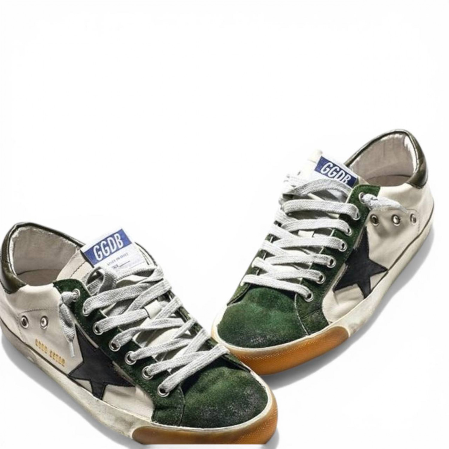 GOLDEN GOOSE SUPER STAR BLACK STAR AND BLACK HEEL TAB
