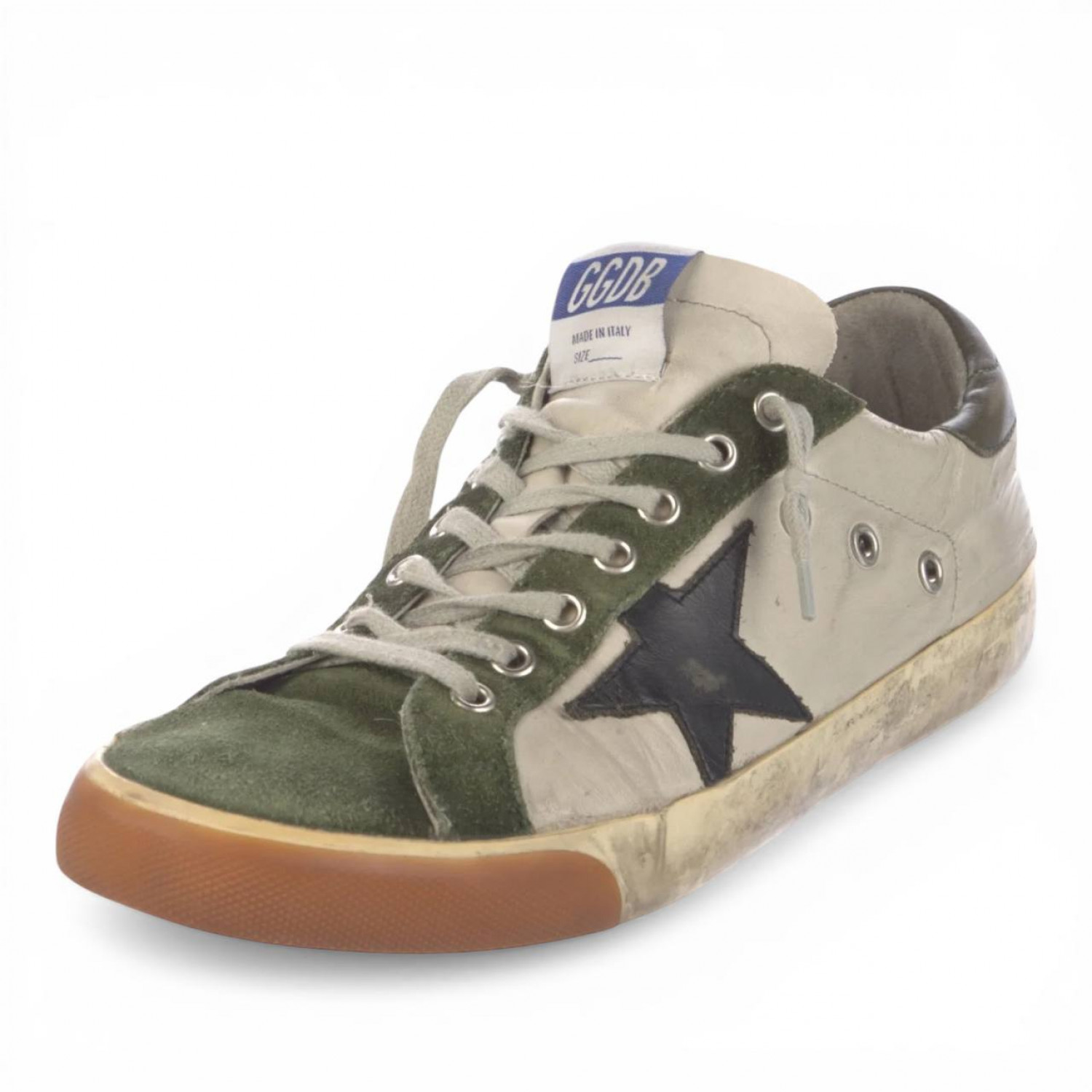 GOLDEN GOOSE MEN’S SUPER STAR BLACK STAR AND BLACK HEEL TAB