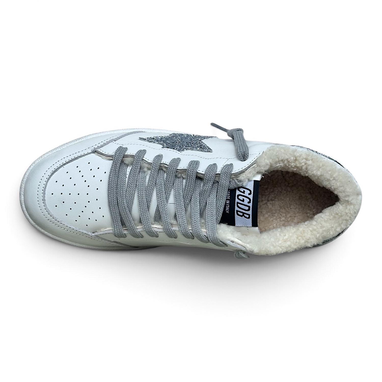 BALL STAR WITH SHEARLING LINING AND SILVER GLITTER STAR