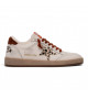 BALL STAR SHEARLING WHITE LEATHER WITH LEOPARD STAR AND RUST HEEL TAB