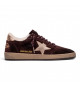 BALL STAR SHEARLING IN BURGUNDY SUEDE WITH GOLD STAR AND METALLIC LEATHER HEEL TAB
