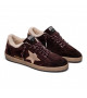 BALL STAR SHEARLING IN BURGUNDY SUEDE WITH GOLD STAR AND METALLIC LEATHER HEEL TAB