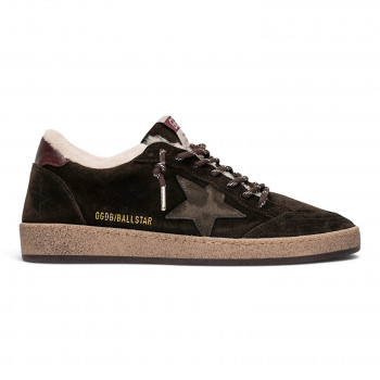 Ball Star Shearling in brown suede with pony star and leather heel tab