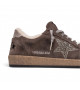 BALL STAR SHEARLING IN COFFEE SUEDE WITH GLITTER STAR AND LEATHER HEEL TAB