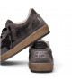 BALL STAR SHEARLING IN GRAY SUEDE WITH GLITTER STAR AND LEATHER HEEL TAB