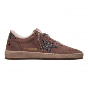 Ball Star Shearling in lavender suede with glitter star and leather heel tab