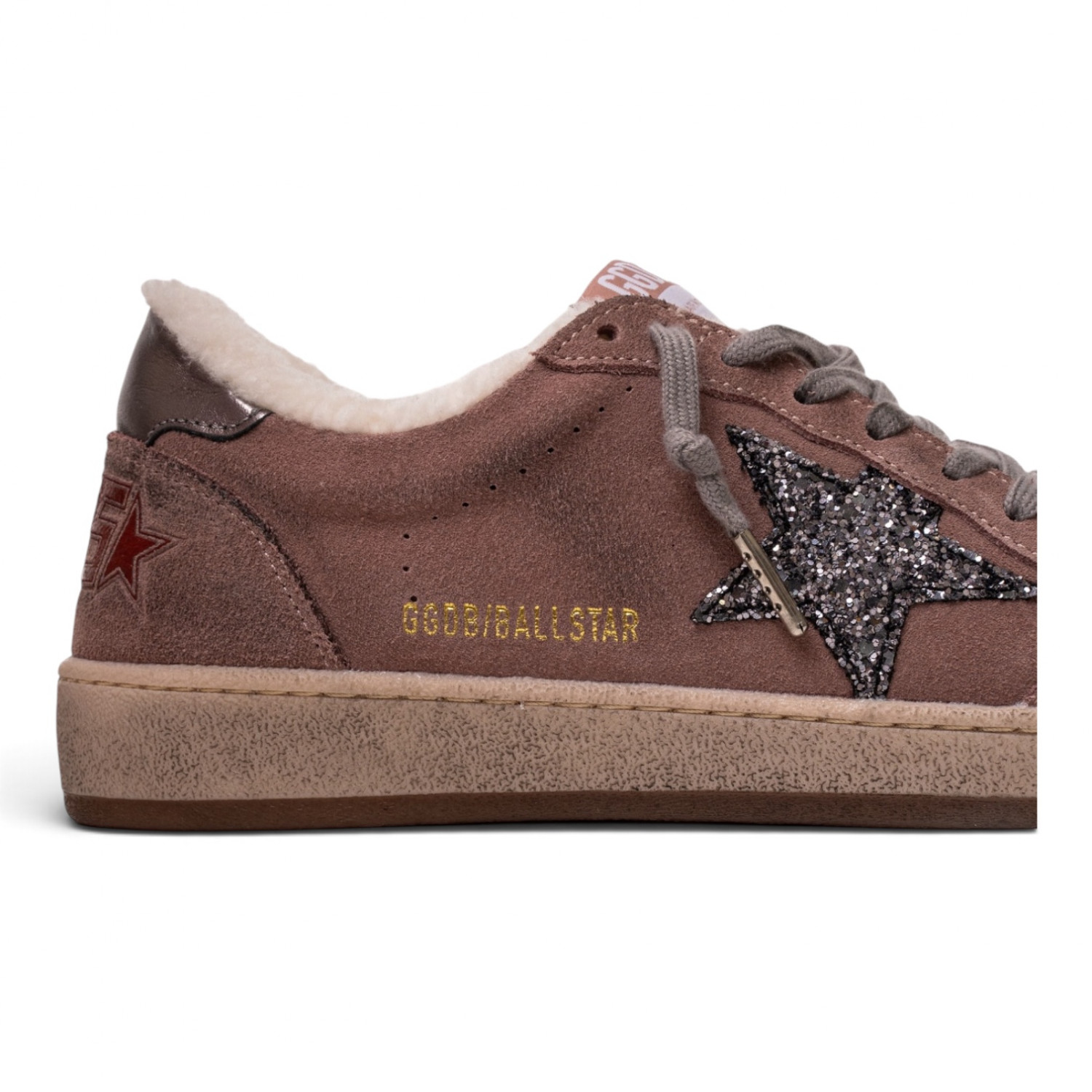 BALL STAR SHEARLING IN LAVANDER SUEDE WITH GLITTER STAR AND LEATHER HEEL TAB