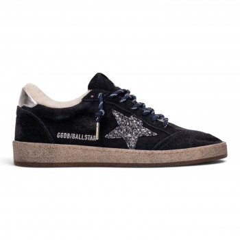 Ball Star Shearling in Blue suede with glitter star and leather heel tab