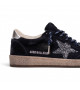 BALL STAR SHEARLING IN BLUE SUEDE WITH GLITTER STAR AND LEATHER HEEL TAB