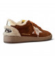 BALL STAR SHEARLING TRIMMED SUEDE SNEAKERS IN TAN WITH SILVER STAR