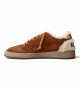 BALL STAR SHEARLING TRIMMED SUEDE SNEAKERS IN TAN WITH SILVER STAR